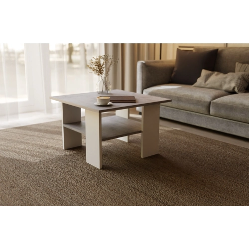 Stolik kawowy kwadratowy ST1 beton/biały 60x60 cm